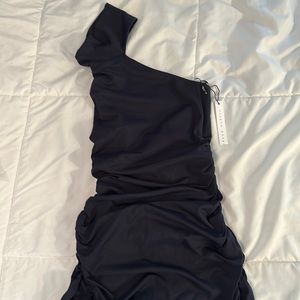 NWT Small Susana Monaco Dark Blue One Sleeved Mini Dress